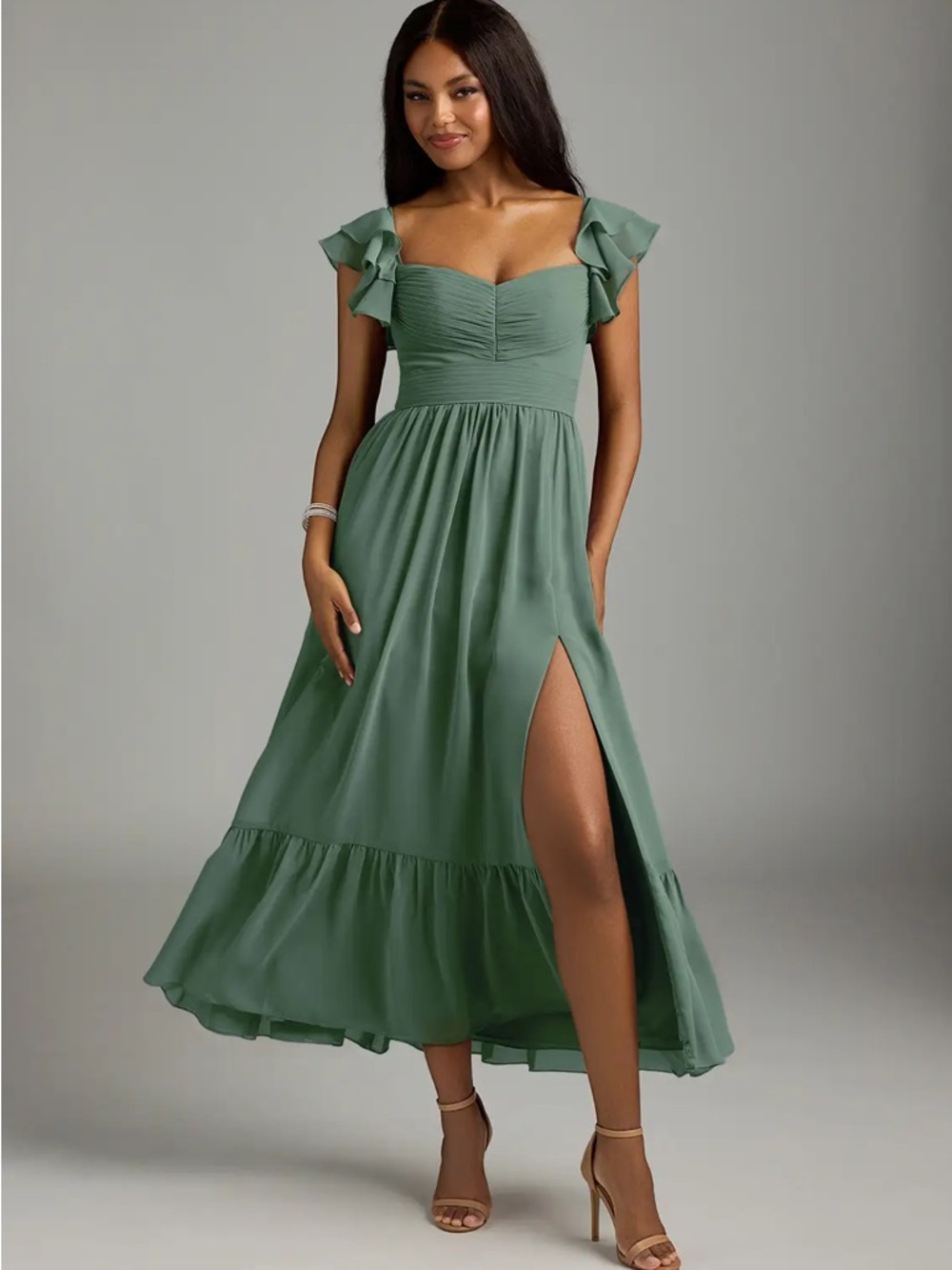 A-Line Sweetheart Neckline Chiffon Dress